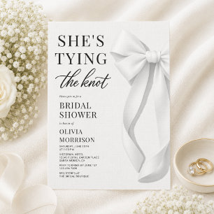Invitación Ducha de Novia con Lazo Blanco Anudando el Nudo