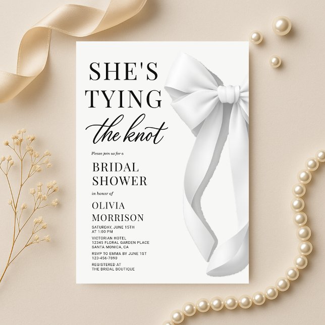 Invitación Ducha de Novia con Lazo Blanco Anudando el Nudo (Subido por el creador)