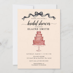 Invitación Ducha de Novia con Lazo Coquette Dibujado a Mano