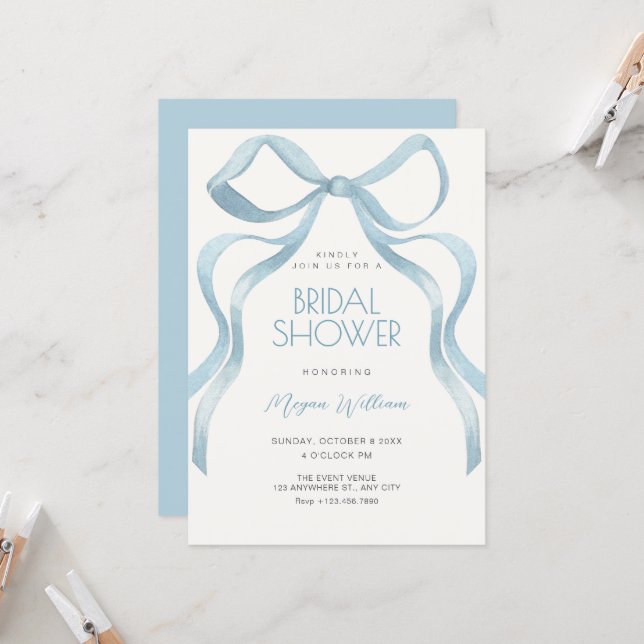 Invitación ducha de novia con lazo de moño (Anverso/Reverso In Situ)