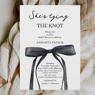 Invitación Ducha de Novia con Lazo Negro Moderno