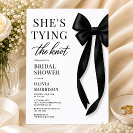 Invitación Ducha de novia con lazo negro She's Tying The Knot