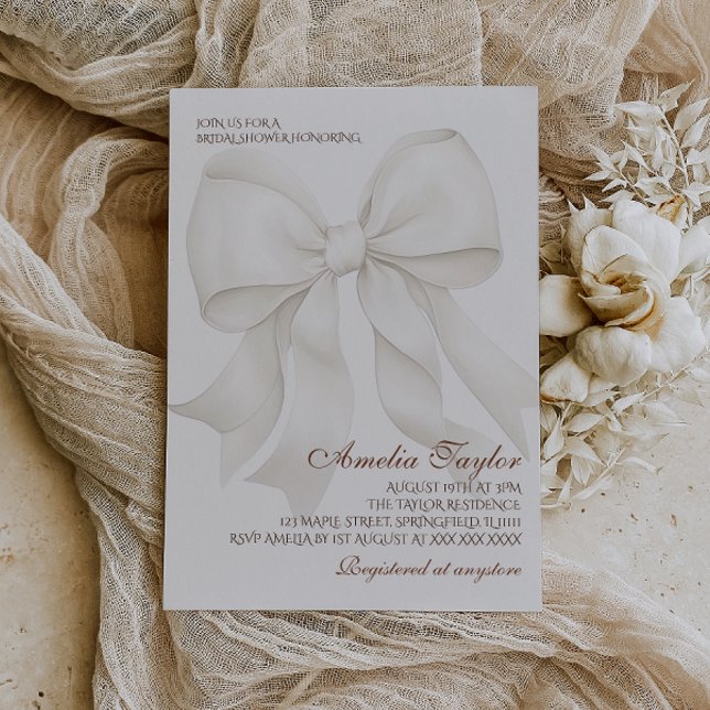 Invitación Ducha de Novia con Lazo Neutral (Subido por el creador)