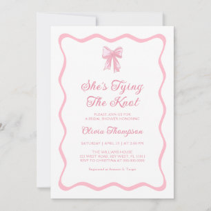 Invitación Ducha de Novia con Lazo Rosa Atando el Nudo