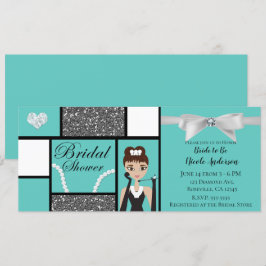 Invitación Ducha de Novia con Lazo Turquesa y Blanco