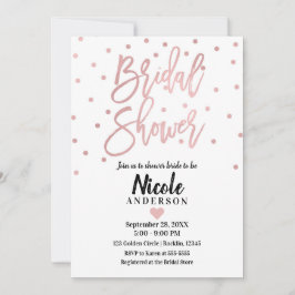 Invitación Ducha de Novia con Letra Moderna Rosa Dorado