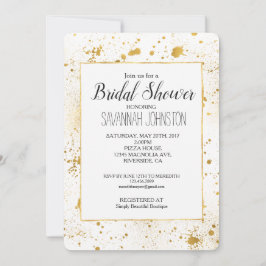Invitación Ducha de novia con manchas de oro