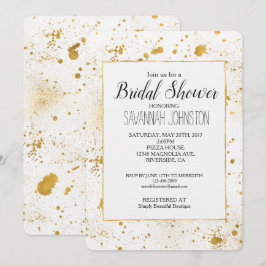 Invitación Ducha de novia con manchas de oro