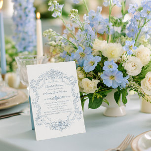 Invitación Ducha de Novia con Marco Azul Francés Vintage