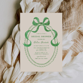 Invitación Ducha de novia con marco de barniz de mano verde