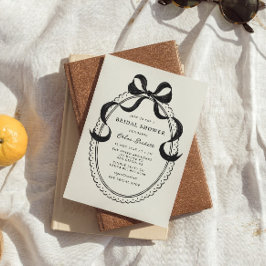 Invitación Ducha de novia con marco de barrido de mano negra