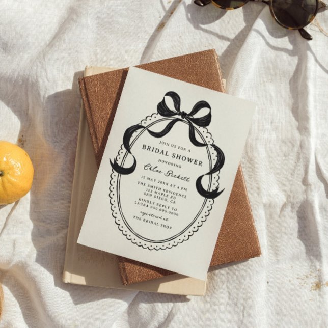 Invitación Ducha de novia con marco de barrido de mano negra (Subido por el creador)