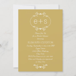 Invitación Ducha de novia con marco e iniciales boda de oro