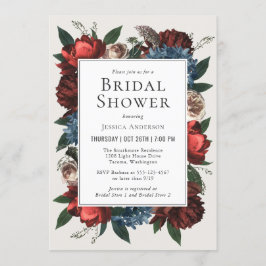 Invitación Ducha de novia con marco floral de lujo