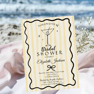 Invitación Ducha de Novia con Martini Dibujado a Mano con Ray