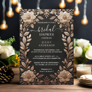 Invitación Ducha de novia con papel de tela de terciopelo