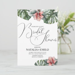 Invitación Ducha de Novia con Rama de Monstera en Acuarela