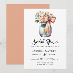 Invitación Ducha de Novia con Ramo Floral Romántico