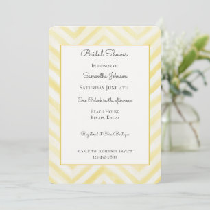 Invitación Ducha de Novia con Rayas Amarillas Blancas en Zigz