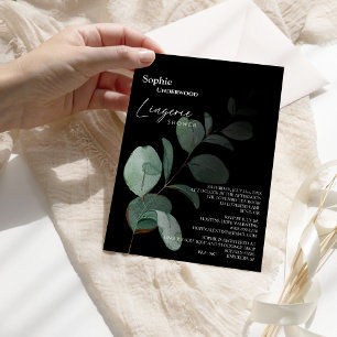 Invitación Ducha de novia con ropa interior negra y vegetació