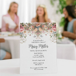 Invitación Ducha de novia con rosa rosa