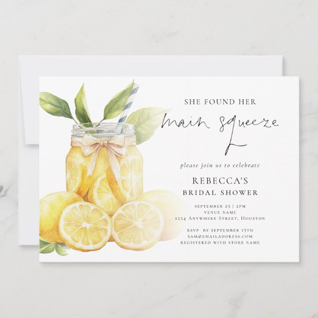 Invitación Ducha de novia con sobrepeso de limón esqueado pri (Anverso)