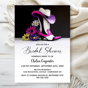 Invitación Ducha de Novia con Sombrero de Vaquero y Botas