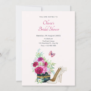 Invitación Ducha de novia con tacones florales de ramo