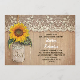 Invitación ducha de novia con tarro de girasol rústico