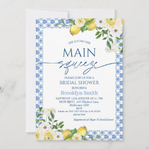 Invitación Ducha de novia con tema de limón floral amarillo