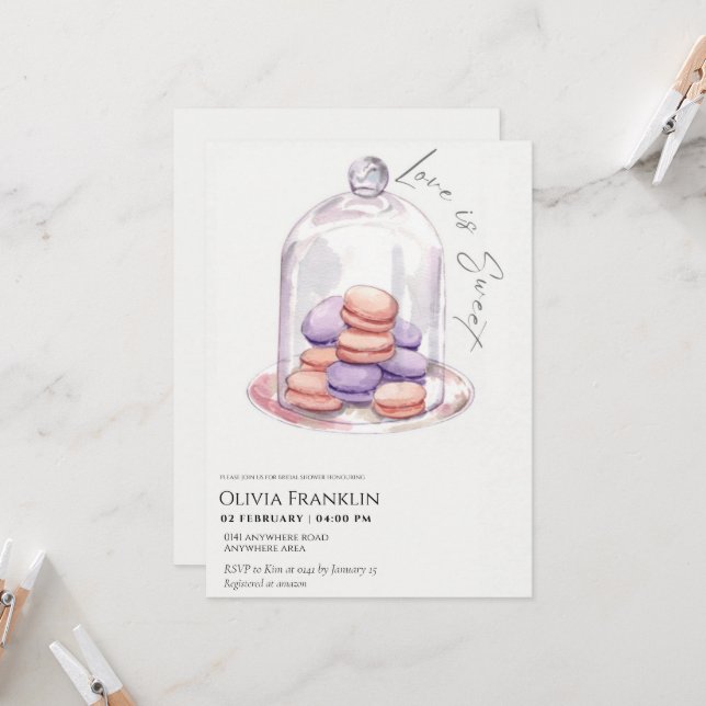 Invitación ducha de novia con tema de macaroon (Anverso/Reverso In Situ)