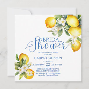 Invitación Ducha de Novia con Tema Italiano de Baldosa Azul L