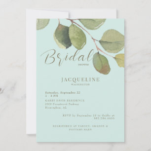 Invitación Ducha de Novia con Texto Dorado Espuma de Mar
