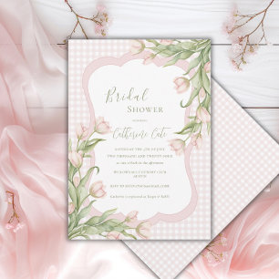 Invitación Ducha de Novia con Tulipanes Rosados Florales Vint