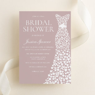 Invitación Ducha de novia con un traje rosa y blanco