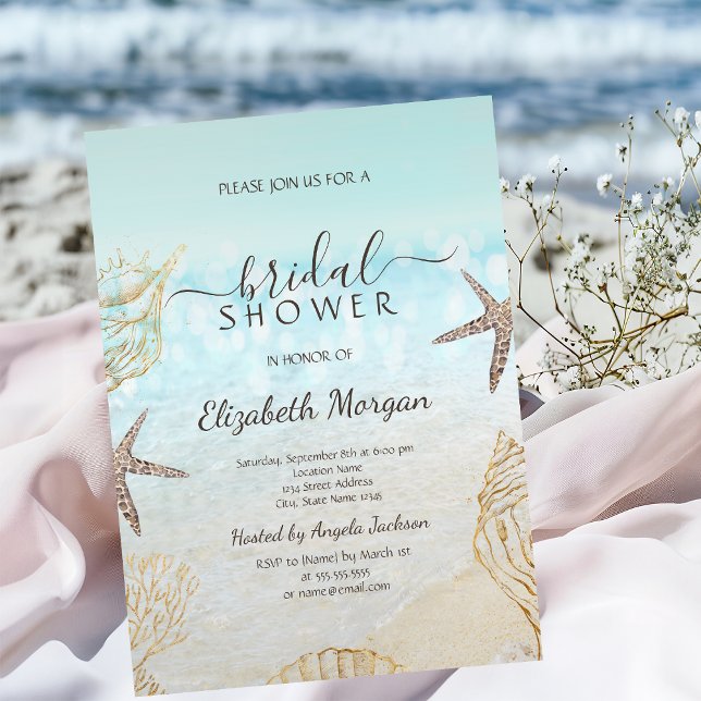 Invitación Ducha de Novia Conchas de Mar Arena de Playa (Subido por el creador)