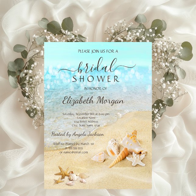 Invitación Ducha de Novia Conchas de Playa Arena (Subido por el creador)