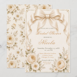 Invitación Ducha de Novia Coqueta de Champagne Floral