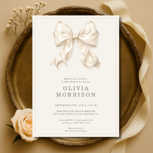 Invitación Ducha de Novia Coqueta Neutral con Lazo