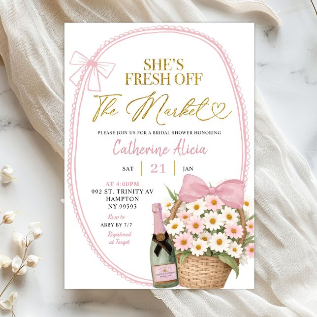 Invitación Ducha de Novia Coquette Floral Rosa de Primavera D (Subido por el creador)