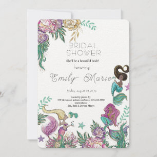 Invitación Ducha de novia Coral Kisses & Ocean Wishes