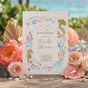 Invitación Ducha de novia Coral Kisses & Ocean Wishes