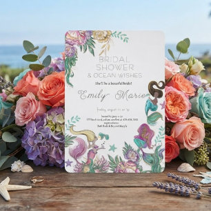 Invitación Ducha de novia Coral Kisses & Ocean Wishes