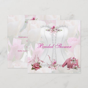 Invitación Ducha de Novia Corsé Floral Blanco Rosa