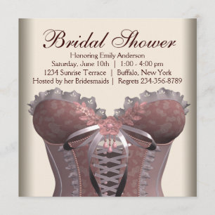 Invitación Ducha de Novia Corsé Rosa Marrón