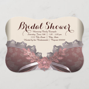 Invitación Ducha de Novia Corsé Rosa y Marrón