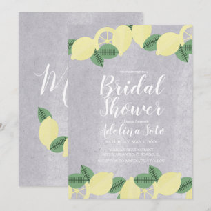 Invitación Ducha de Novia Country Lemon Boho Acuarela Piedra