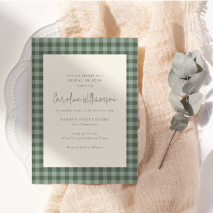 Invitación Ducha de Novia Cuadros Verde Salvia Boho
