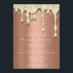 Invitación Ducha de novia Cumpleaños 16 Oro 30D Cobre de gote<br><div class="desc">Para una elegante invitación moderna a la moda Smile All Day! FlorenciaK diseño</div>