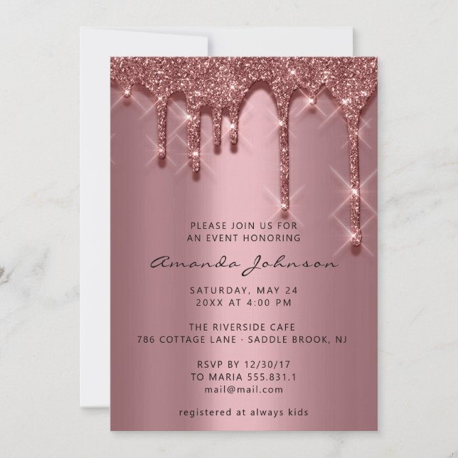 Invitación Ducha de novia Cumpleaños 16 Rosa de goles en 3D (Anverso)